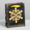 Пакет подарочный ламинированный вертикальный «Золотые снежинки», S 12 x 15 × 5,5 см