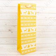 Пакет ламинированный под бутылку "Зимние Узоры" желтый 12 х 35 х 6 см