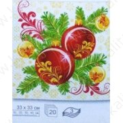 Салфетки бумажные "Новогодние шары" (набор 20 шт), 33*33 см