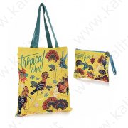 Набор сумка и клатч из ткани с принтом "Рай" Тропики (желтый)