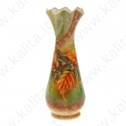 Ваза напольная форма "Вьюн" декор №3 листья, зелено-оранжевая 65 см.