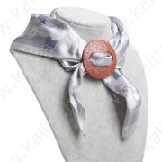 Пуговица для платка "Матовая дизайн" круг, цвет коричневый в серебре
