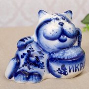 Souvenir in ceramica "Gatto con caviale" 8,5x10cm