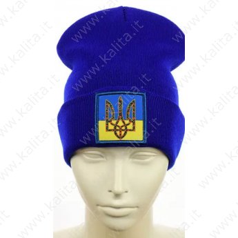Шапка вязаная "Украина" герб синяя