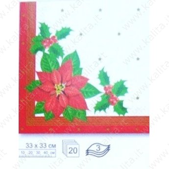Салфетки бумажные "Рождественсткий цветок" (набор 20 шт), 33*33 см