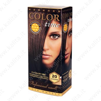 Tinta per capelli N° 20 Сioccolato "Color Time"con Pappa Reale e Vitamina C Tinta per capelli N° 20 Сioccolato "Color Time"con Pappa Reale e Vitamina C