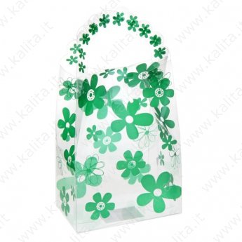 Коробка сборная пластик "Цветы" зеленая15,5*20,5*6