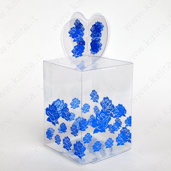 Коробка сборная пластик "Розы голубые" 7 х 7 х 17 см