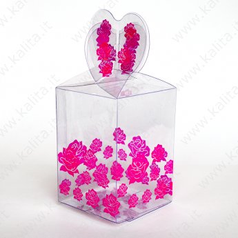 Коробка сборная пластик "Розы розовые" 7 х 7 х 17 см