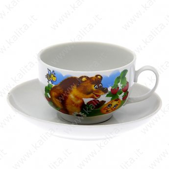Чашка чайная с блюдцем "Приключения Колобка" 210 мл. (фарфор)